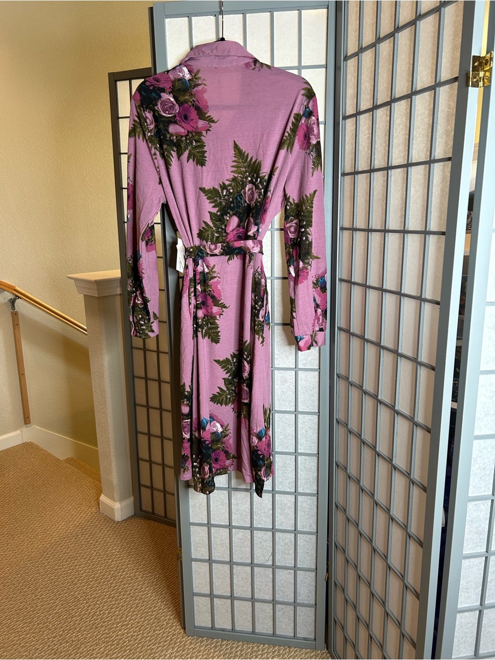 NWT LuLaRoe Ellie Dusty Rose Floral Dress with Belt - Picture 4 of 4